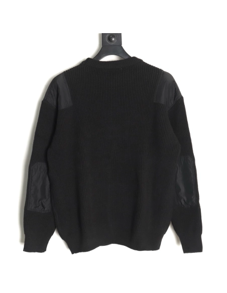 Prada triangle logo iron plate knitted pullover sweater,Prada Sweatshirt,Sweatshirt,APPAREL