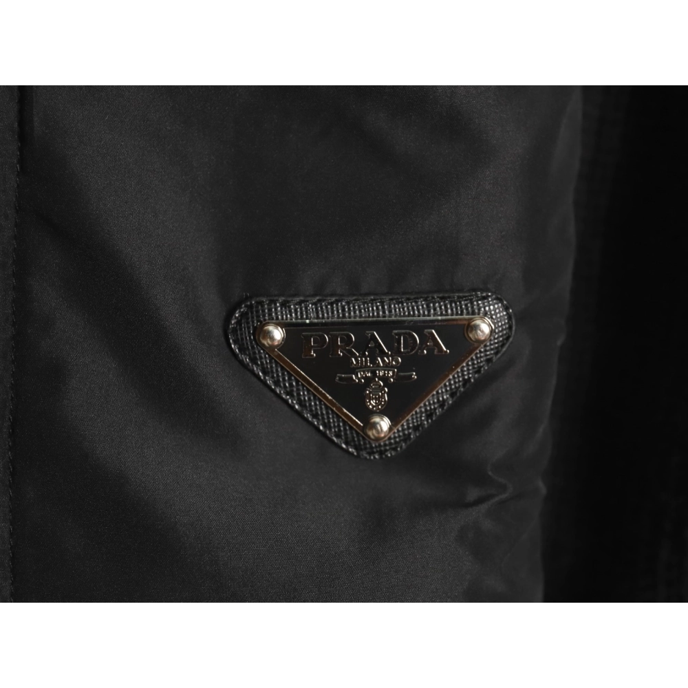 Prada triangle logo iron plate knitted pullover sweater,Prada Sweatshirt,Sweatshirt,APPAREL