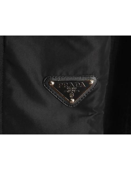 Prada triangle logo iron plate knitted pullover sweater,Prada Sweatshirt,Sweatshirt,APPAREL