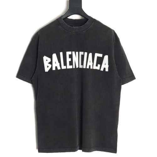 Balenciaga Washed Tape Letters Short Sleeve TShirt,Balenciaga T Shirt,Tshirt,APPAREL