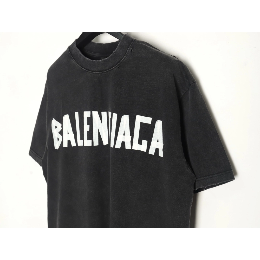 Balenciaga Washed Tape Letters Short Sleeve TShirt,Balenciaga T Shirt,Tshirt,APPAREL