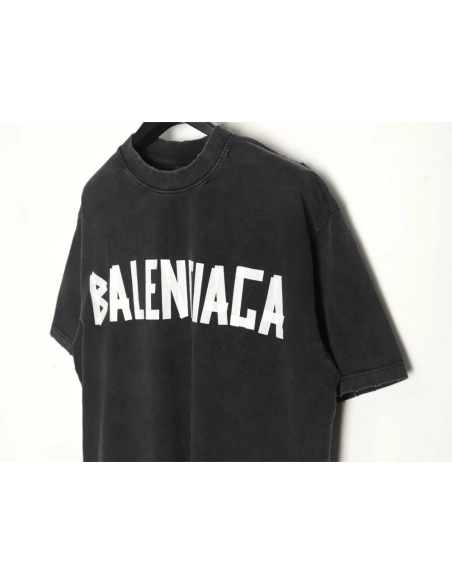 Balenciaga Washed Tape Letters Short Sleeve TShirt,Balenciaga T Shirt,Tshirt,APPAREL