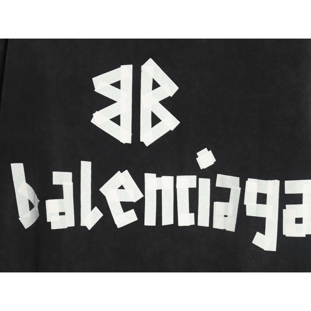 Balenciaga Washed Tape Letters Short Sleeve TShirt,Balenciaga T Shirt,Tshirt,APPAREL