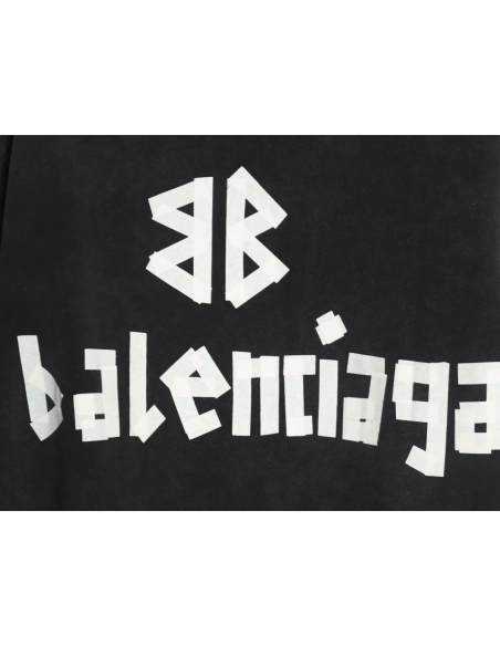 Balenciaga Washed Tape Letters Short Sleeve TShirt,Balenciaga T Shirt,Tshirt,APPAREL