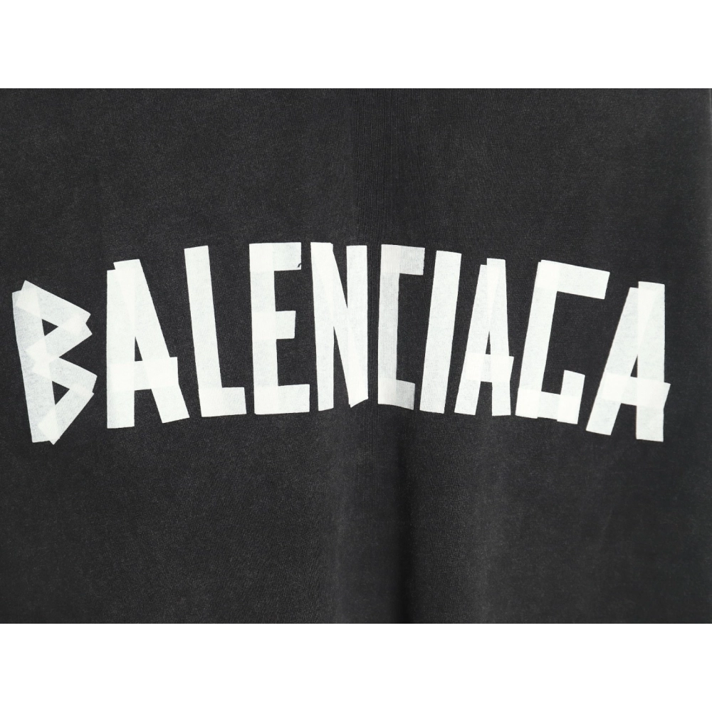 Balenciaga Washed Tape Letters Short Sleeve TShirt,Balenciaga T Shirt,Tshirt,APPAREL