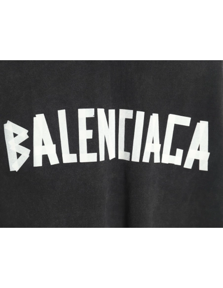 Balenciaga Washed Tape Letters Short Sleeve TShirt,Balenciaga T Shirt,Tshirt,APPAREL
