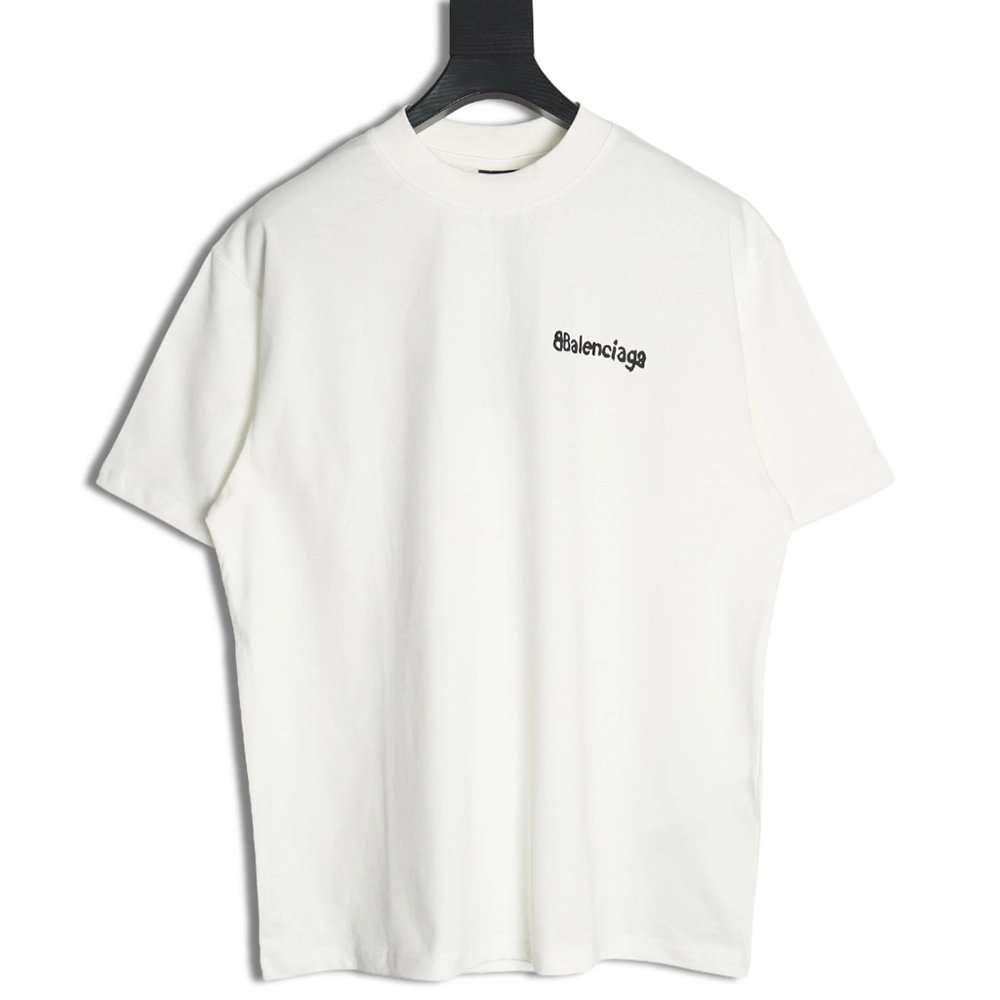 Balenciaga Graffiti Small Letters Print Short Sleeve Tshirt,Balenciaga T Shirt,Tshirt,APPAREL