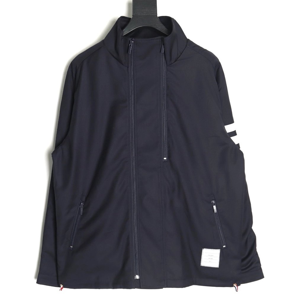 Thom Browne yarndyed fourbar zipup trench coat,Thom Browne Jacket,Jacket,APPAREL