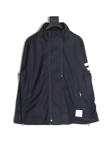 Thom Browne yarndyed fourbar zipup trench coat,Thom Browne Jacket,Jacket,APPAREL