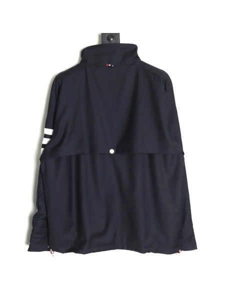 Thom Browne yarndyed fourbar zipup trench coat,Thom Browne Jacket,Jacket,APPAREL