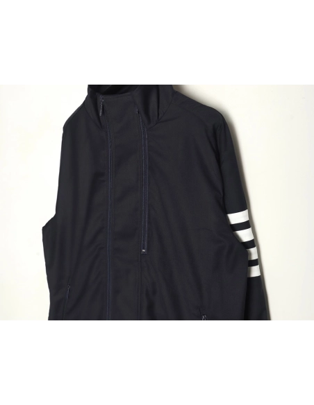 Thom Browne yarndyed fourbar zipup trench coat,Thom Browne Jacket,Jacket,APPAREL