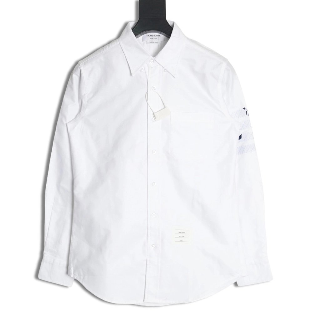 Thom Browne FourBar Embroidery Long Sleeve Shirt,Thom Browne Shirt,Shirt,APPAREL