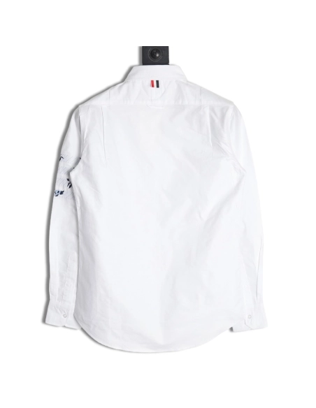 Thom Browne FourBar Embroidery Long Sleeve Shirt,Thom Browne Shirt,Shirt,APPAREL