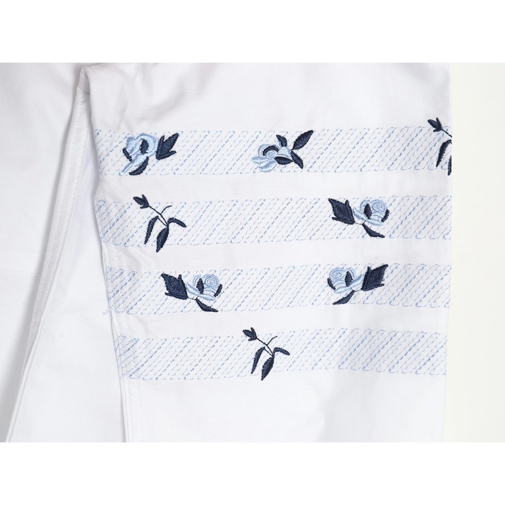 Thom Browne FourBar Embroidery Long Sleeve Shirt,Thom Browne Shirt,Shirt,APPAREL