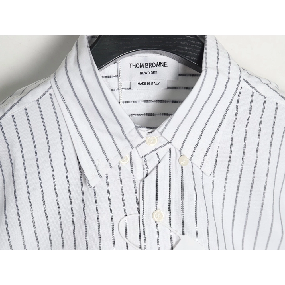 Thom Browne Cotton Vertical Stripe Double Ribbon Long Sleeve Shirt,Thom Browne Shirt,Shirt,APPAREL