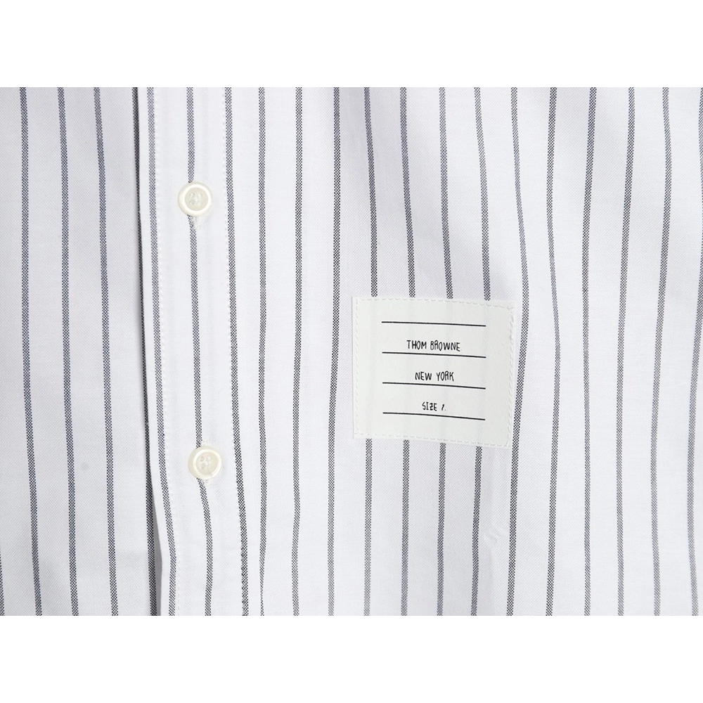 Thom Browne Cotton Vertical Stripe Double Ribbon Long Sleeve Shirt,Thom Browne Shirt,Shirt,APPAREL