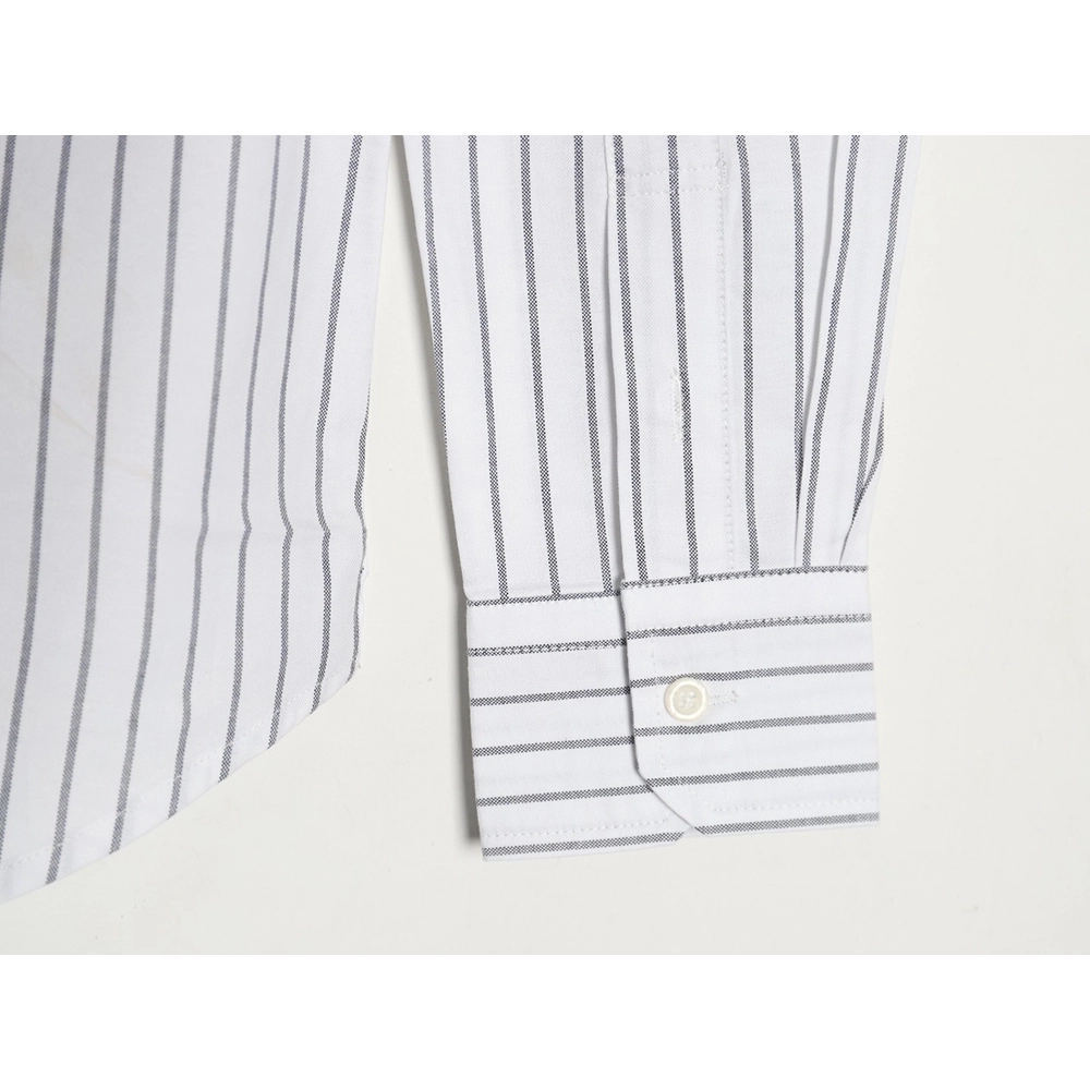 Thom Browne Cotton Vertical Stripe Double Ribbon Long Sleeve Shirt,Thom Browne Shirt,Shirt,APPAREL