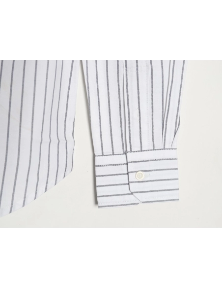 Thom Browne Cotton Vertical Stripe Double Ribbon Long Sleeve Shirt,Thom Browne Shirt,Shirt,APPAREL