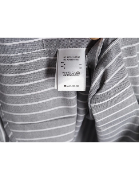 Thom Browne Cotton Vertical Stripe Double Ribbon Long Sleeve Shirt,Thom Browne Shirt,Shirt,APPAREL