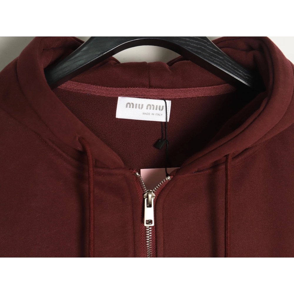 Miu Miu embroidered logo velvet zipup jacket,Miu Miu Jacket,Jacket,APPAREL