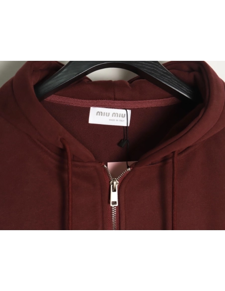 Miu Miu embroidered logo velvet zipup jacket,Miu Miu Jacket,Jacket,APPAREL