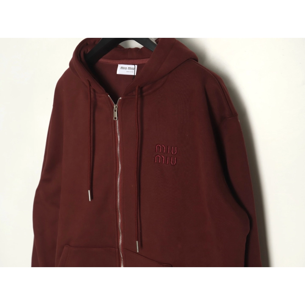 Miu Miu embroidered logo velvet zipup jacket,Miu Miu Jacket,Jacket,APPAREL