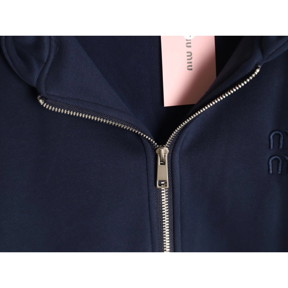 Miu Miu embroidered logo velvet zipup jacket,Miu Miu Jacket,Jacket,APPAREL