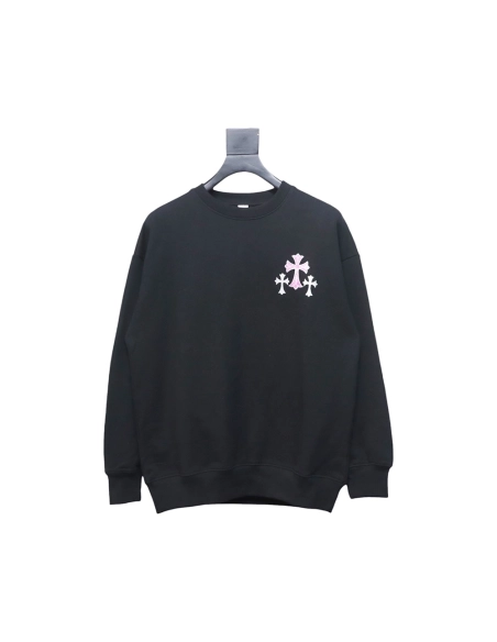Chrome Hearts Pink Horseshoe Cross Print Crewneck Sweatshirt,Chrome Hearts Sweatshirt,Sweatshirt,APPAREL