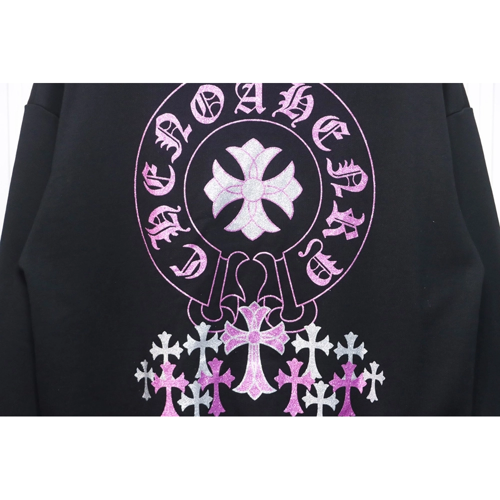 Chrome Hearts Pink Horseshoe Cross Print Crewneck Sweatshirt,Chrome Hearts Sweatshirt,Sweatshirt,APPAREL