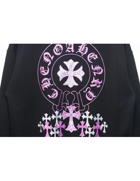 Chrome Hearts Pink Horseshoe Cross Print Crewneck Sweatshirt,Chrome Hearts Sweatshirt,Sweatshirt,APPAREL