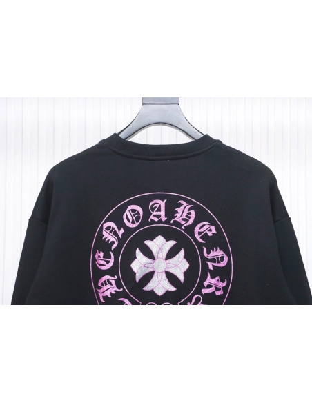 Chrome Hearts Pink Horseshoe Cross Print Crewneck Sweatshirt,Chrome Hearts Sweatshirt,Sweatshirt,APPAREL