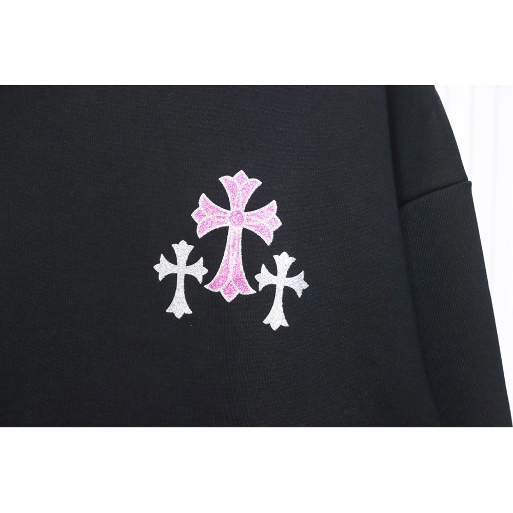 Chrome Hearts Pink Horseshoe Cross Print Crewneck Sweatshirt,Chrome Hearts Sweatshirt,Sweatshirt,APPAREL