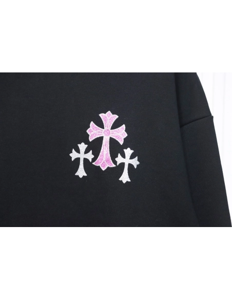 Chrome Hearts Pink Horseshoe Cross Print Crewneck Sweatshirt,Chrome Hearts Sweatshirt,Sweatshirt,APPAREL