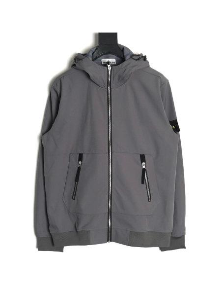 Stone Island Plain Hooded ZipUp Jacket,Stone Island Jacket,Jacket,APPAREL
