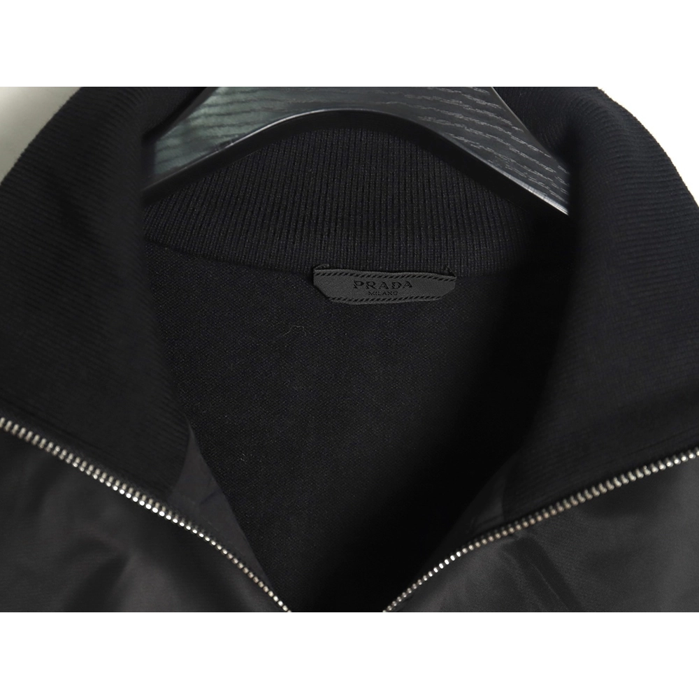 Prada inverted triangle logo nylon splicing wool jacket,Prada Jacket,Jacket,APPAREL