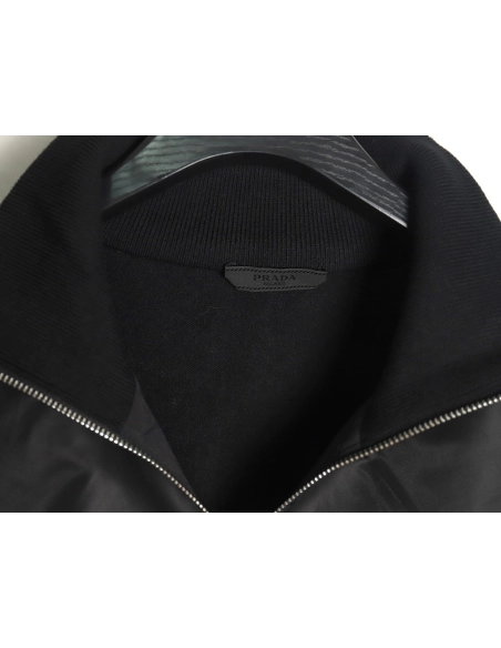 Prada inverted triangle logo nylon splicing wool jacket,Prada Jacket,Jacket,APPAREL