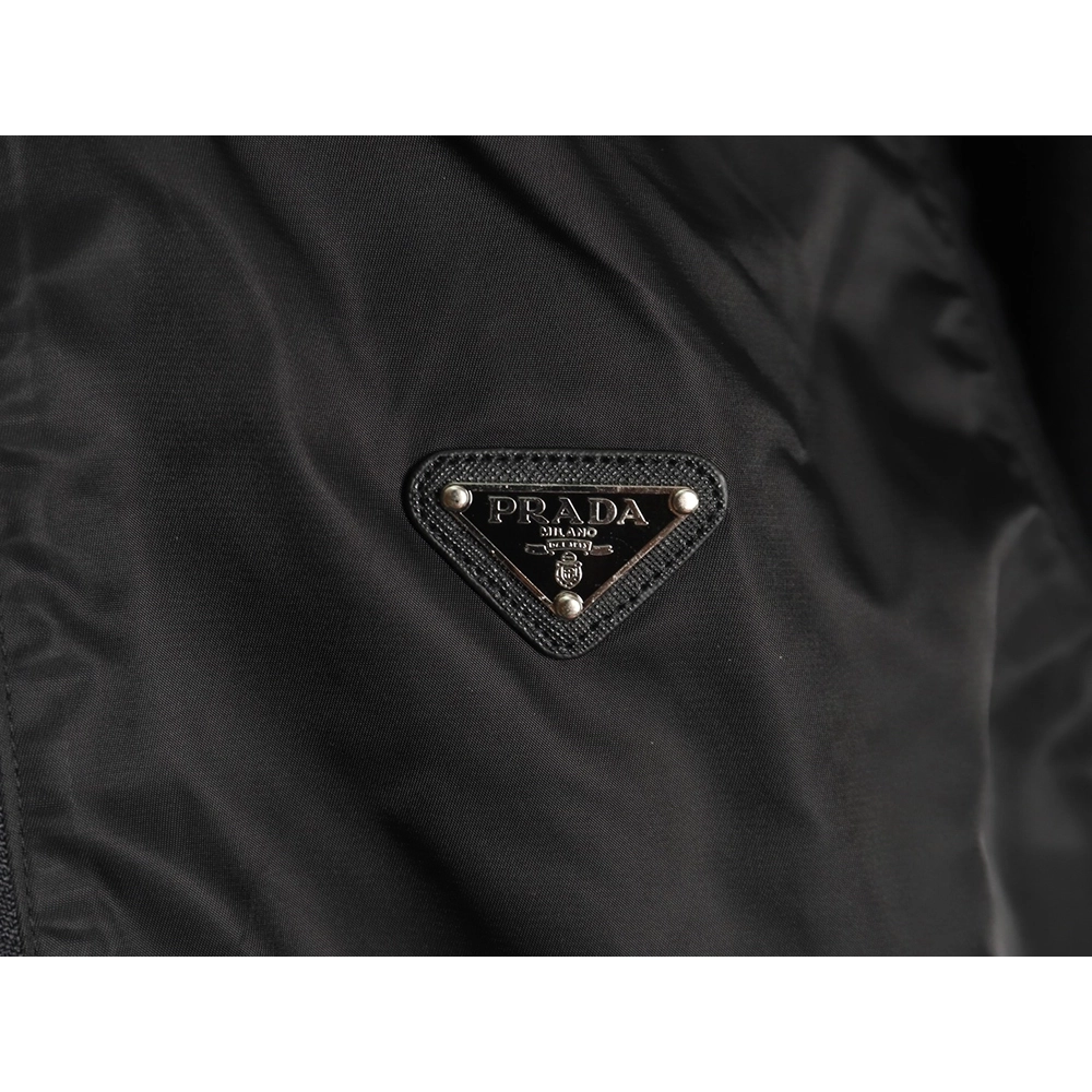 Prada inverted triangle logo nylon splicing wool jacket,Prada Jacket,Jacket,APPAREL