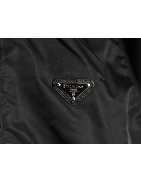 Prada inverted triangle logo nylon splicing wool jacket,Prada Jacket,Jacket,APPAREL