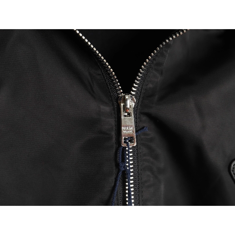 Prada inverted triangle logo nylon splicing wool jacket,Prada Jacket,Jacket,APPAREL