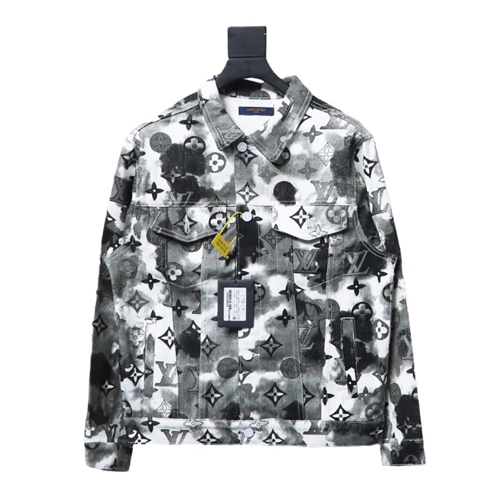 LouisVuitton ink camouflage monogram full print denim jacket,Louis Vuitton