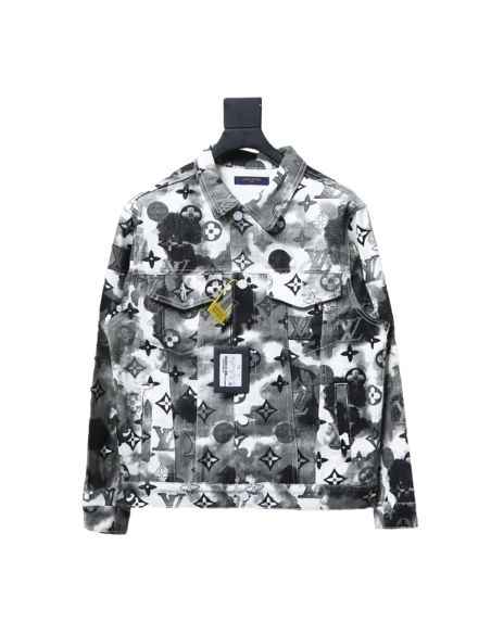 LouisVuitton ink camouflage monogram full print denim jacket,Louis Vuitton