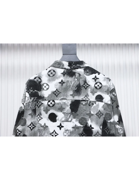LouisVuitton ink camouflage monogram full print denim jacket,Louis Vuitton