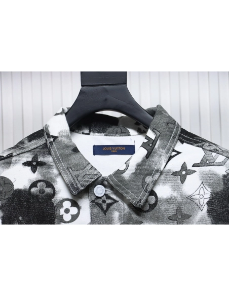 LouisVuitton ink camouflage monogram full print denim jacket,Louis Vuitton