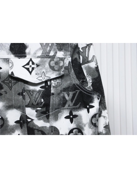 LouisVuitton ink camouflage monogram full print denim jacket,Louis Vuitton