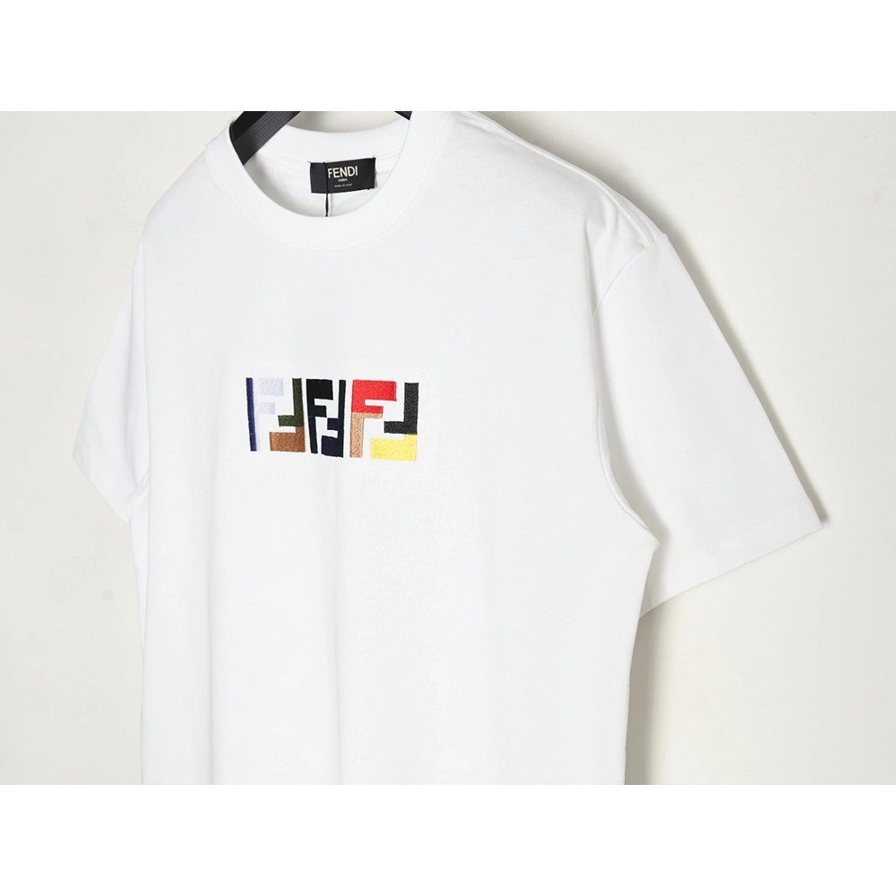 Fendi colorful embroidered ff letter pattern short-sleeved T-shirt,Fendi