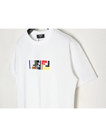 Fendi colorful embroidered ff letter pattern short-sleeved T-shirt,Fendi