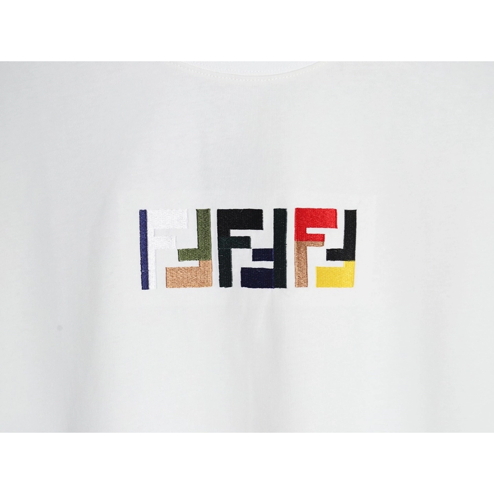 Fendi colorful embroidered ff letter pattern short-sleeved T-shirt,Fendi