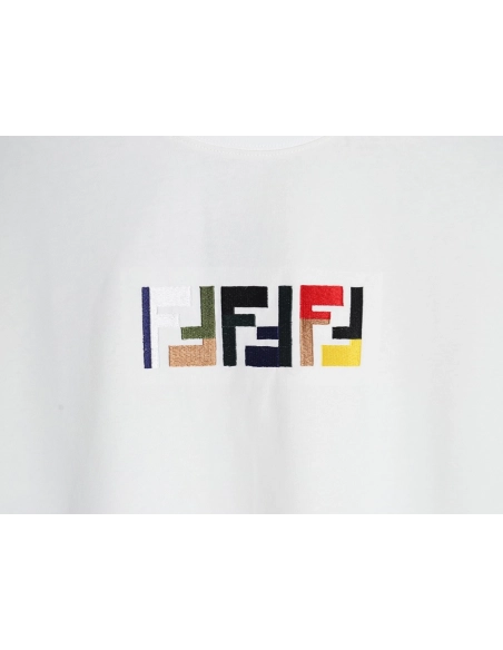 Fendi colorful embroidered ff letter pattern short-sleeved T-shirt,Fendi