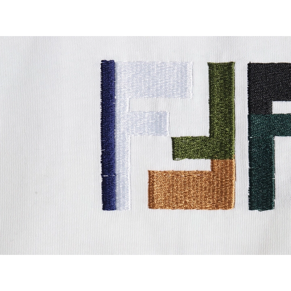 Fendi colorful embroidered ff letter pattern short-sleeved T-shirt,Fendi
