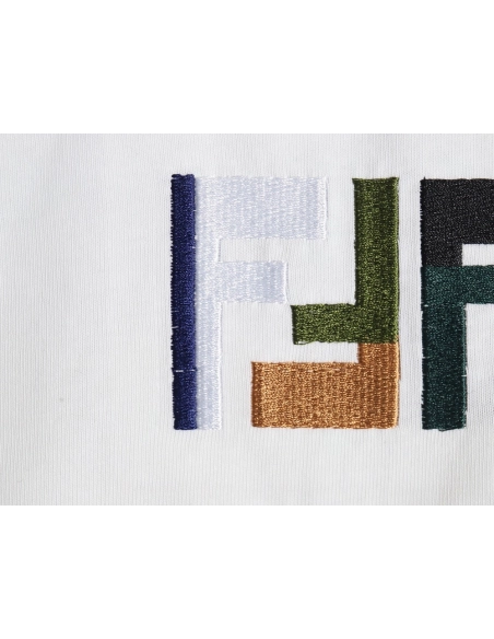 Fendi colorful embroidered ff letter pattern short-sleeved T-shirt,Fendi